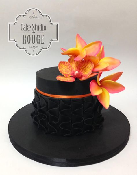 Single Tier Cake, Winter Elements, Black Cake, Fantasy Cake, Mini Tortillas, Cake Lace, Cake Icing, Orange Cake, Gorgeous Cakes