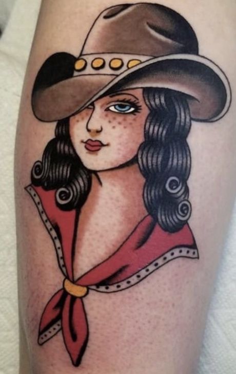 Traditional Cowboy Hat Tattoo, American Traditional Cowgirl Tattoo, Cowgirl Tattoos Traditional, Tattoo Designs Skull, Tattoo Designs Floral, Tattoo Designs Black And White, Tattoo Designs Watercolor, Tattoo Designs Mandala, Tattoo Designs Geometric