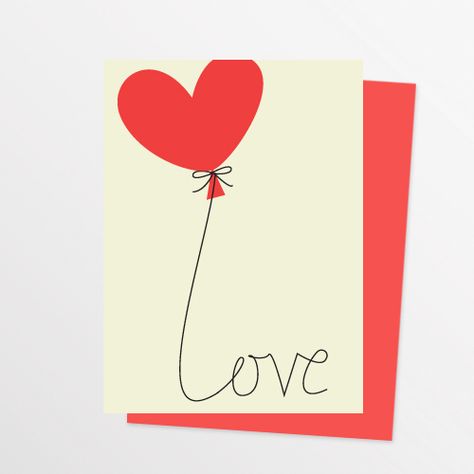 Modern Heart Balloon Love Note Card The Word Love, Modern Heart, Love Balloon, Diy Valentine, Word Love, Heart Cards, Note Card, Valentine Crafts, Love Cards