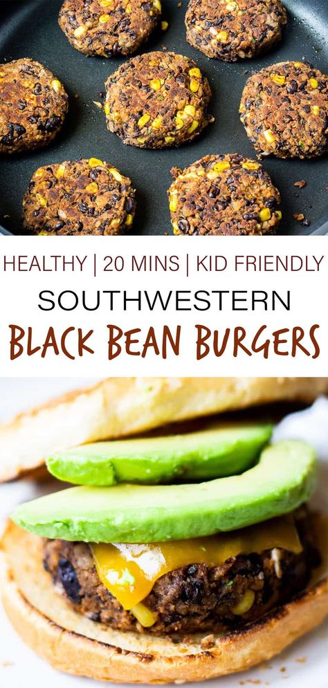 Vegetarian Burger Recipe, Black Bean Burger Recipe, Southwestern Recipes, Black Bean Burger, Black Bean Recipes, Veggie Burgers Recipe, Bean Burgers, Black Bean Veggie Burger, Burger Toppings