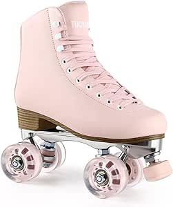 Tuosamtin Roller Skates for Women Girls with Height Adjustable Rubber Stoppers Cute Retro Quad Roller Skates for Outdoor and Indoor Cool Roller Skates, Pink Roller Skates, Outdoor Roller Skates, Outdoor Skating, Skate Fits, Quad Roller Skates, Roller Rink, Skate Girl, Are You Not Entertained