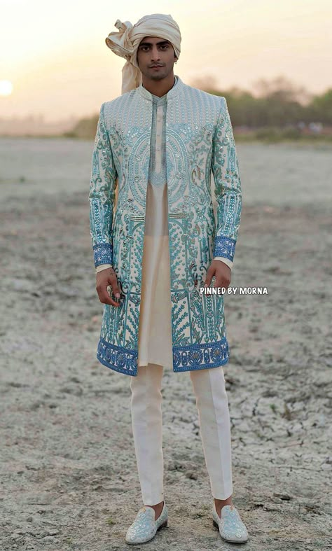 Falguni Shane Peacock - India 🇮🇳 Modern Indian Groom Outfit, Peacock Outfit, Indo Western Outfits For Men, Traditional Indian Mens Clothing, Wedding Menswear, India Fashion Men, Indian Wedding Suits Men, Falguni Shane Peacock, Indian Wedding Clothes For Men