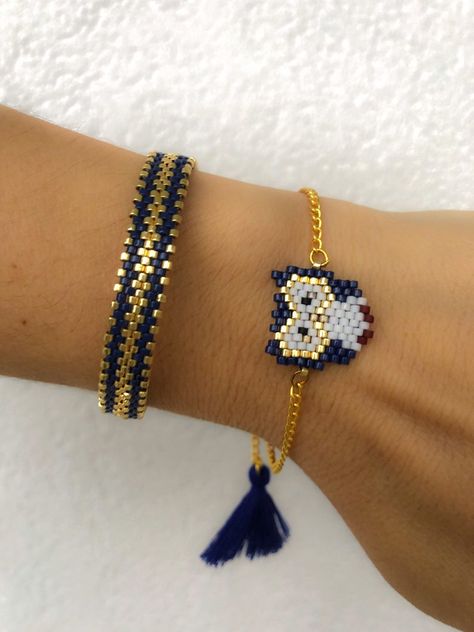 Miyuki beaded blue owl bracelet set unique stylish chic | Etsy Owl Bracelet, Bracelet Miyuki, Blue Owl, Miyuki Bracelet, Chic Bracelet, Bead Loom Patterns, Beaded Bracelet Patterns, Unique Bracelets, Beaded Jewelry Patterns