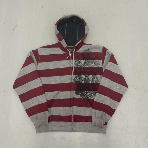 Crazy heavyweight Y2K grunge goth skater striped... - Depop Bf Clothes, Tattered Clothes, Emo Hoodie, Grunge Outfits 90s, Skater Hoodie, Masc Fashion, Goth Skater, Clothes Y2k, Emo Outfits