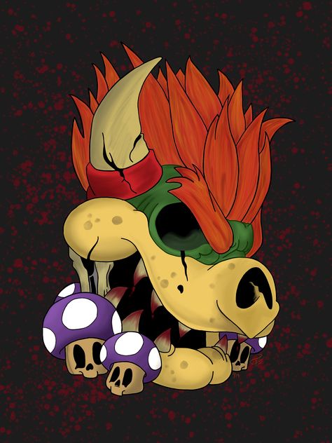 Bowser Tattoo Ideas, Bowser Sketch, Bowser Painting, Bowser Tattoo, Bowser Drawing, Bowser Art, Mario Painting, Dry Bowser, Super Mario Tattoo