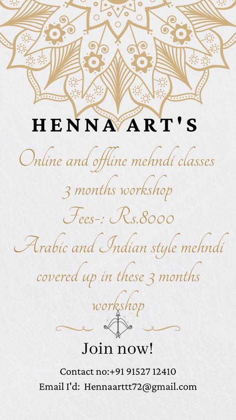 Mehendi Classes Advertisement, Class Poster Ideas, Henna Classes, Class Poster Design, Mehndi Classes, Page Frames, Class Poster, Very Simple Mehndi Designs, Pamphlet Design