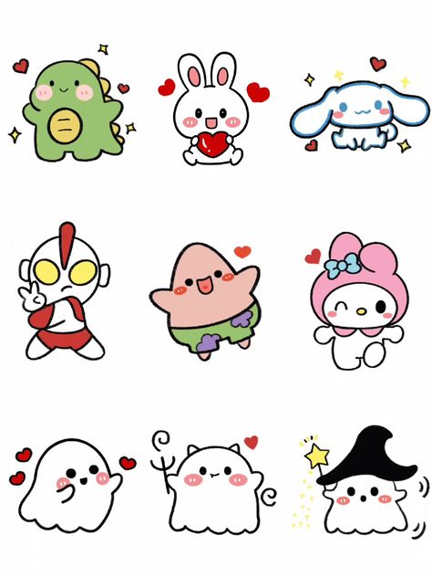 Cute Kawaii Drawings Doodles, Cute Valentines Drawings, Cute Small Drawings, Arte Doodle, Cute Easy Doodles, Seni Dan Kraf, Hello Kitty Drawing, Easy Doodle Art, Small Drawings