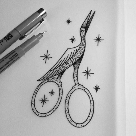 Otgw Scissors, Over The Garden Wall Scissors Tattoo, Stork Scissors Tattoo, Crane Scissors Tattoo, Bird Scissors Tattoo, Embroidery Scissors Tattoo, Over The Garden Wall Scissors, Otgw Tattoo, Over The Garden Wall Tattoo