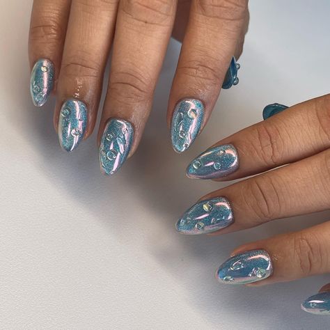 Blue water droplets nails for @sleepylllama with short Gel-X by @apresnailofficial 🦋❤️ Blue Water Nails, Water Drop Nail Art, Water Nails, Acrylic Nails Coffin, Nails Coffin, Water Droplets, Nail Gel, Cosmetology, Blue Water