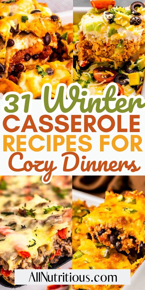 You need to try these easy casserole recipes for winter! Perfect for cold nights, these baked recipes are loaded with flavor and great for healthy meal prep. Enjoy cozy family dinners that keep everyone warm and nourished all winter. Casseroles You Can Freeze, Cold Weather Casseroles, Soft Foods For Dinner, Warm Meals For Cold Days, Cold Night Dinner Ideas, Warm Dinners For Cold Nights, Winter Casserole Recipes For Dinner, Meals For Cold Weather, Winter Casserole Recipes