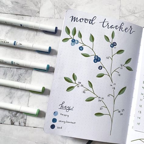 mirabel on Instagram: “I've never done a mood tracker before but I couldn't help myself with this theme! Although one thing I have learned is three colors for…” Built Journal, Daily Bullet Journal, Dotted Journal, Bullet Journal Month, Habit Tracker Bullet Journal, Bullet Journal Ideas Templates, Bullet Journal Mood Tracker Ideas, Bullet Journal Paper, Bullet Planner