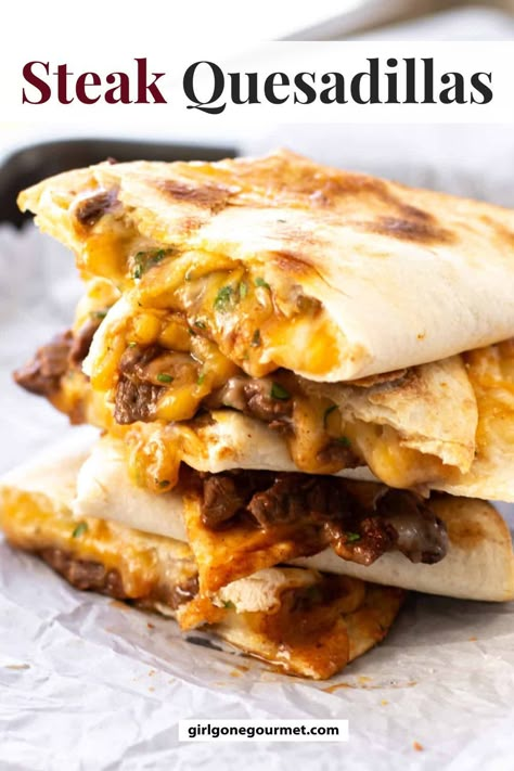 Steak Quesadilla Recipes, Quesadilla Recipes Beef, Steak Quesadillas, Easy Quesadilla, Steak Quesadilla, Quesadilla Recipes Easy, Leftover Steak, Quesadilla Recipe, Tender Steak