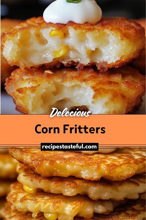 Corn Fritters are crispy, golden snacks or side dishes that are easy to make and perfect for any meal. These fritters combine sweet corn with a savory batter, resulting in a deliciously crunchy exterior and tender interior. Corn Fritters Recipe, Corn Fritter, Sweet Corn Fritters, Corn Recipes Side Dishes, Corn Fritter Recipes, Spicy Corn, Festive Appetizers, Fritters Recipe, Christmas Recipes Easy