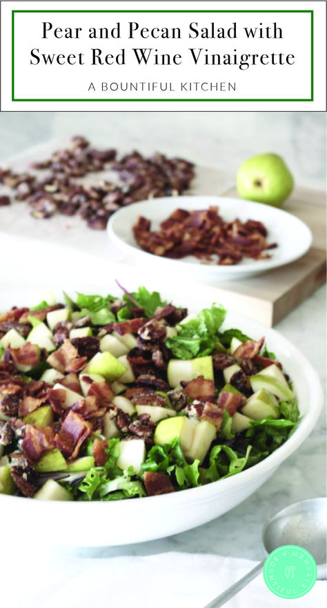 Plates And Palates Recipes, Pear Pecan Salad, Lunch List, Sweet Red Wine, Sweet Red Wines, Sweet Easy, Red Wine Vinaigrette, Pecan Salad, Baby Spring