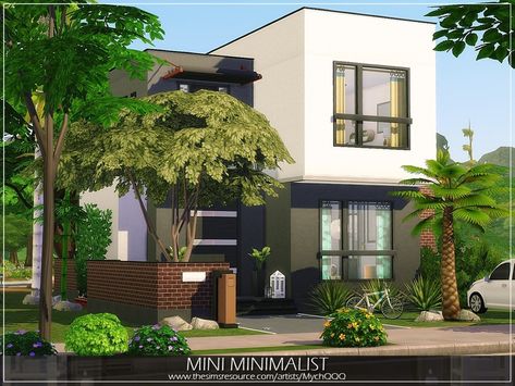 MychQQQ's Mini Minimalist Sims 4 Minimalist House Cc, Sims 4 Basic House, Sims 4 Minimalist House, Family Sims 4, Sims 4 House Ideas, Cc Wallpaper, Sims 4 Modern House, Sims 4 Houses Layout, Sims 4 House