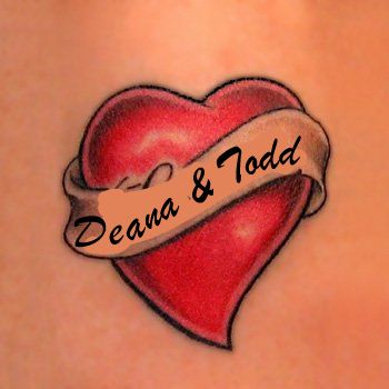 Custom Deana and Todd temp tattoos!!! Tattoos For Childrens Names, Unique Infinity Tattoo, Heart With Infinity Tattoo, Heart Tattoos With Names, Tattoo Homme, Red Heart Tattoos, Tattoo Lettering Design, Tattoos Men, Tattoo Heart