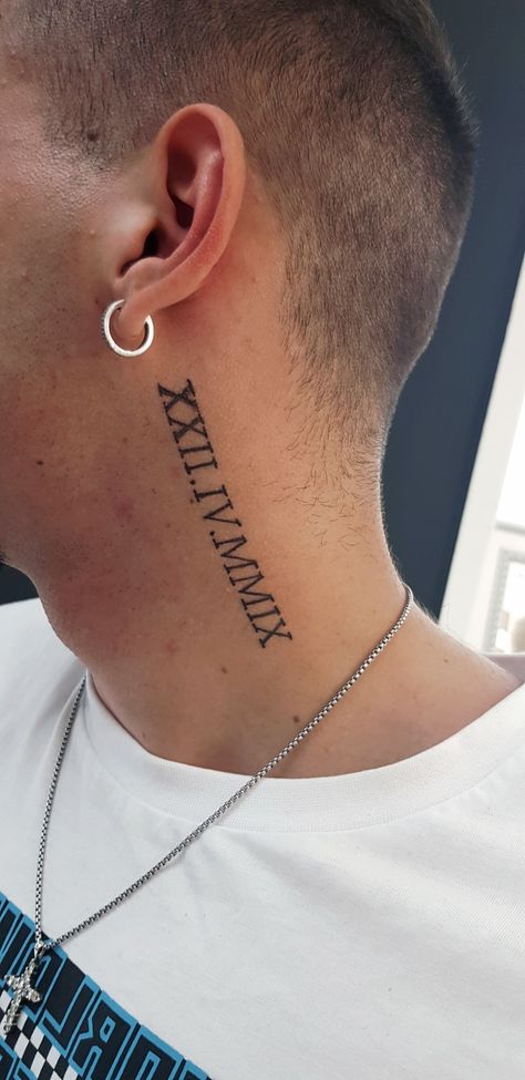 Roman Numerals Behind Ear, 2008 Tattoo Ideas, Roman Numeral Tattoo Behind Ear, Roman Numeral Tattoos, Roman Numbers, Tat Ideas, Design Drawings, S Tattoo, Tattoo Design Drawings