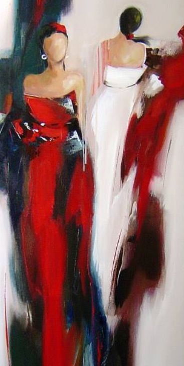 Women In Red, Soyut Sanat Tabloları, Female Art Painting, Painting People, 수채화 그림, Simple Acrylic Paintings, Abstract Portrait, Art Inspiration Painting, Art Abstrait