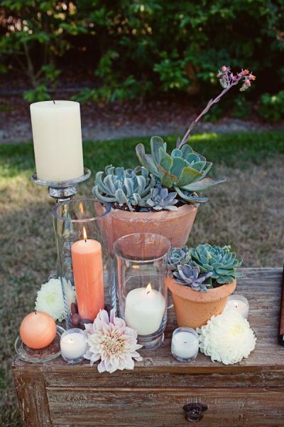 Terra Cotta Wedding Centerpieces, Succulent Wedding Table, Pots Flowers, Terra Cotta Wedding, Succulent Wedding Decor, Succulent Wedding Centerpieces, Wedding Fiesta, Succulents Candles, Decor Color Palette