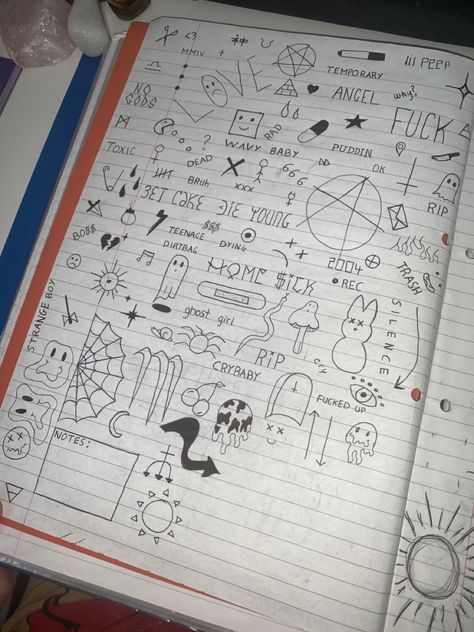 School Doodles Aesthetic, School Sketches Doodles, Page Fillers Doodle, Doodle Pages Grunge, Doodle Aesthetic Grunge, Boring Aesthetic, Boring Drawing, Photography Doodle, Bullet Drawing