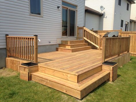 Deck Multi Level, Deck Landing Ideas, Two Tier Deck Ideas, Narrow Deck Ideas, Ground Level Deck Ideas, Two Level Deck Ideas, Backyard Deck Ideas, Ground Level Deck, Creative Backyard