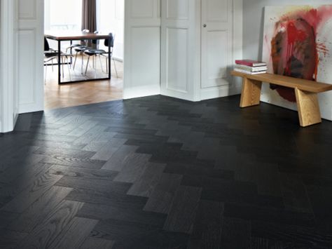 Forbo - Luxury Vinyl - Allura Premium Solid Oak. Herringbone Black Wood Flooring, Forbo Flooring, Dark Tile Floors, Black Flooring, Black Wood Floors, Dark Tile, Baroque Decor, Hardwood Floors Dark, Dark Hardwood