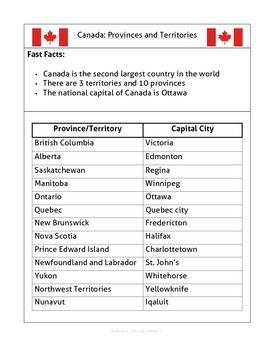 Canada: Provinces and Territories: Handout + Quiz Canadian Provinces And Territories, Canada Geography, Geography Of Canada, Canada For Kids, Canada Provinces, Canadian English, Canadian Identity, Canadian Things, Capital Of Canada