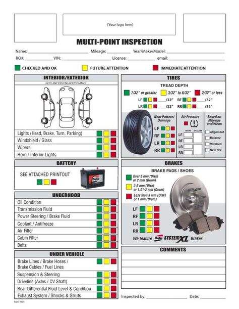 Free Printable Vehicle Inspection Form - FREE DOWNLOAD Car Care Checklist, Car Mechanics Garage, Car Checklist, Mobile Mechanic, Inspection Checklist, Maintenance Checklist, Automotive Care, Mechanic Garage, Collision Repair