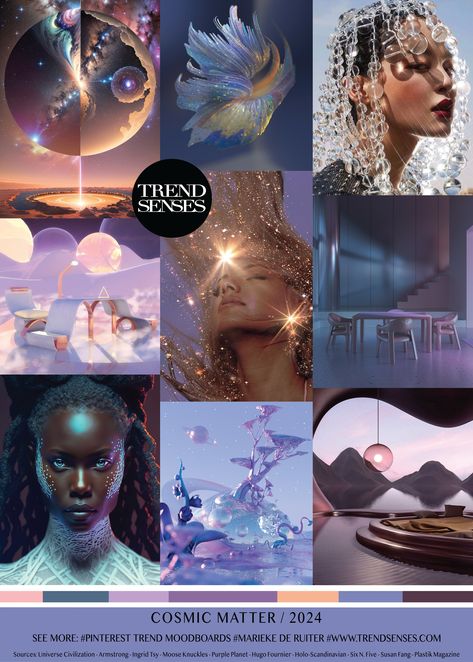 Trend Moodboards – Trendsenses Universe Moodboard, Trend Senses, Plastik Magazine, Spacecore Aesthetic, Cosmic Fashion, Trend Moodboard, Susan Fang, Purple Planet, Fashion Trending Moodboard