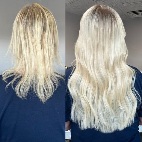 BEACHY BLONDE EXTENSION TRANSFORMATION ☀️🐚💛🤍 to achieve this look we did a combination of 18” tape in + handtied weft extensions using @femmebeauty.certified extension methods #extensiontransformation #extensions #hairtransformation #handtiedextensions #tapeinextensions #tapeins #handtiedhairextensions Extensions Before And After, Blonde Hair Extensions Before And After, Extension Transformation, Beachy Blonde, Blonde Extensions, Hair Extensions Before And After, Weft Extensions, Blonde Hair Extensions, Tape In Extensions