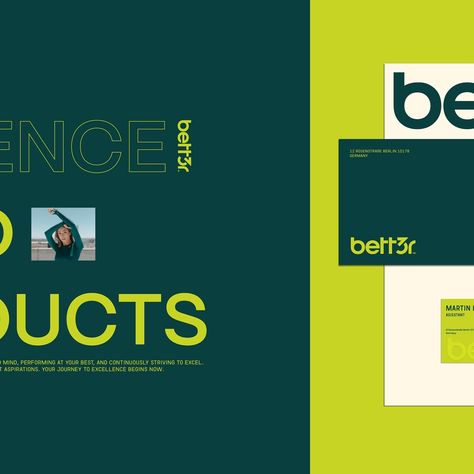 Take a look at Better’s brand identity with our vibrant, energetic design. ⚡️🚀 With our color palette of green and blue tones, we create a friendly and energetic feeling by reflecting the dynamic spirit of Better. Through modern typography, we evoke movement in users. Contact us for creative solutions and discover the power of design! #markaworks #brandingagency #brandidentity #visualidentity #germany Modern Typography, Branding Agency, Blue Tones, Green And Blue, Visual Identity, Brand Identity, Color Palette, Typography, Germany