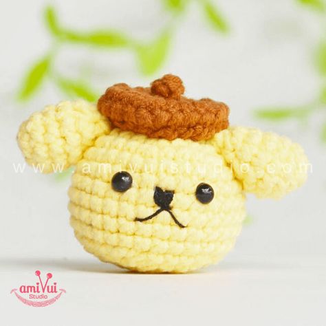 Pompompurin Sanrio characters amigurumi free crochet pattern - Amivui Studio Sanrio Crochet Pattern, Master Board, Crochet Animals Free Patterns, Doll Food, Bow Pattern, Mini Bows, Chinese Patterns, Amigurumi Free, Sanrio Characters