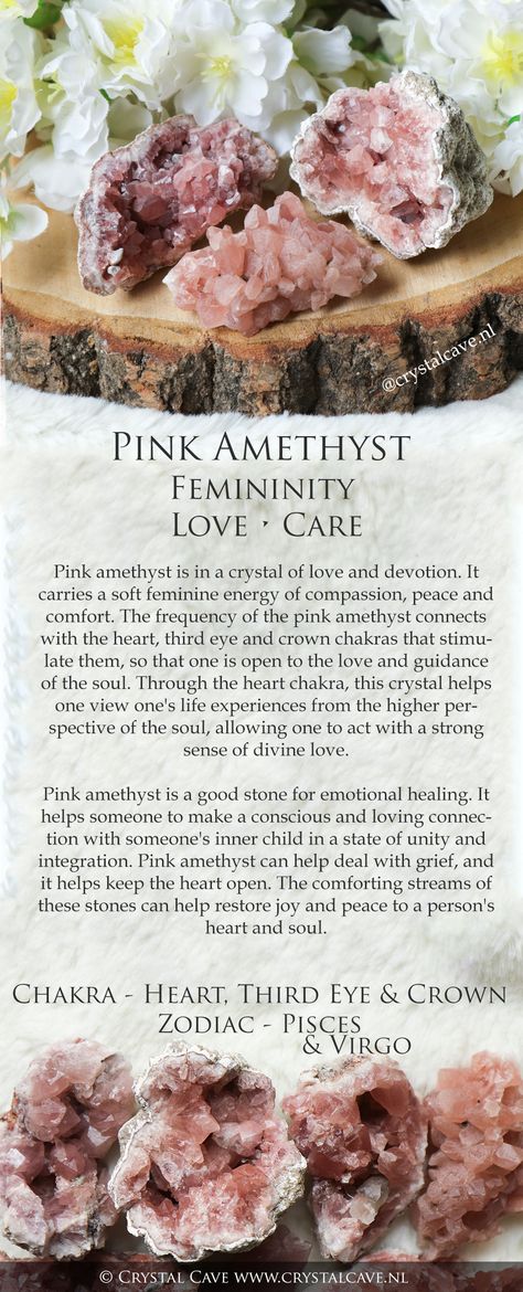 Pink Amethyst Crystal, Zodiac Sign Pisces, Amethyst Properties, Body Mind Soul, Healing Room, Crystal Cave, Crystals Healing Properties, Spiritual Crystals, Crystal Healing Stones