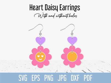 Leather Earring Svg, Daisy Heart, Faux Leather Earring, Cricut Earrings, Jewelry Template, Felted Earrings, Earring Svg, Easter Jewelry, Diy Gifts For Mom