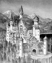 Image result for magical coloring pages for adults Merry Christmas Coloring Pages, Castle Coloring Page, Castle Tattoo, Castle Illustration, Castle Drawing, Pencil Techniques, Chateau Medieval, Building Sketch, Neuschwanstein Castle