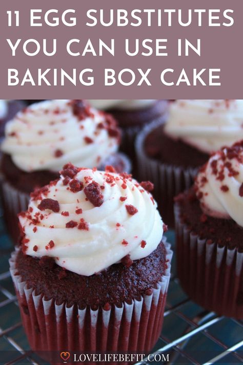 Boxed cake mixes are so convenient and a great way to quickly bake a fresh delicious cake. These 11 easy egg substitutes in baking box cake mixes are quick to use and very convenient. Dairy Free Egg Free Cake, Egg Replacement In Baking, Vegan Cake Mix, Egg Free Cupcakes, Egg Substitutes, Egg Substitute In Baking, Gluten Free Cake Mixes, Cake Mix Cupcakes, Cake Mix Muffins