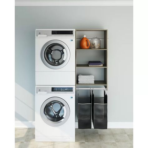 Hamper Closet, Hanging Hamper, Wood Closet Systems, Laundry Room Storage Shelves, Closet Storage Systems, Small Laundry Room Organization, Closet Kits, Stackable Washer And Dryer, Laundry Room Closet