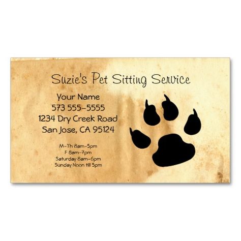 Pet Sitting Service Business Card Pet Sitting Business Cards, Dog Sitting Business, Service Business Card, Pet Care Business, Pet Sitting Business, Pet Sitting Services, Service Business, Pet Businesses, Cat Paw Print