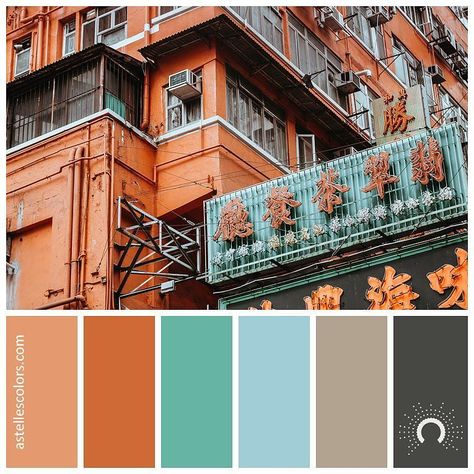 Color inspiration [ hong kong ] Annie Spratt @anniespratt - thank you for sharing this amazing picture! picture source @unsplash color palette no 207 color names: Middle Red Medium Vermilion Green Sheen Pale Cerulean Grullo Outer Space name source @coolors_co Which color is your favorite in this palette? - Mine are Middle Red and Green Sheen for hex codes hop on over to my website astellescolors.com Dark Purple Bathroom, Color Seeds, Annie Spratt, Roots Logo, Green Branding, Design Collage, Bedroom Colour Palette, Picture Picture, Beige Color Palette