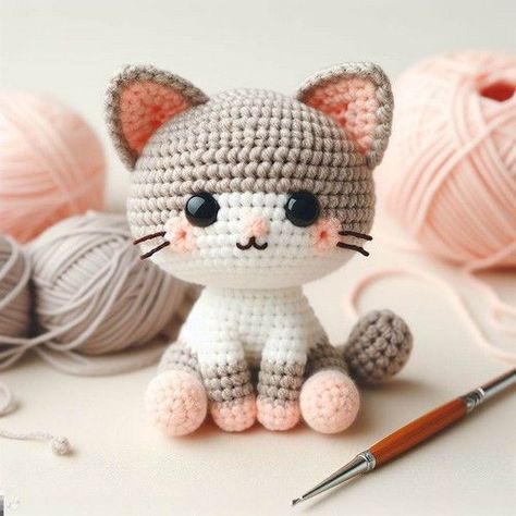 Crochet Kitten Amigurumi Pattern Step By Step Crochet Kitten Pattern Free Amigurumi, Crocheted Cat Pattern, Kitten Crochet Pattern Free, Crochet Kitten Pattern Free, Crochet Cat Pattern Free Amigurumi, Crochet Kittens, Cat Crochet Pattern Free, Kat Haken, Cat Crochet Pattern