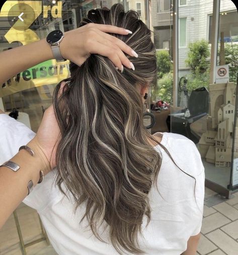 Long Hair Perm, Blonde Highlights On Dark Hair, Perm Hair, Hair Perm, Brunette Hair With Highlights, Dark Hair With Highlights, Brown Hair With Blonde Highlights, Brunette Balayage Hair, Hair Done