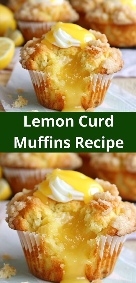 Delicious lemon curd muffins recipe. Quick and easy way to enjoy a zesty and sweet homemade treat! Recipes Using Lemon Curd, Lemon Curd Muffins, Lemon Muffin Recipes, Recipe Using Lemons, Easy Lemon Curd, Sweet Glaze, Lemon Curd Recipe, Lemon Curd Filling, Simple Muffin Recipe