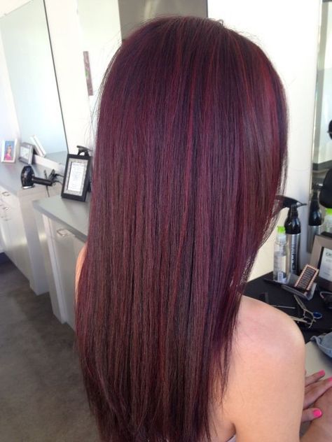 Hottest Dark Red Hair Color - Mahogany Hair Plum Highlights, Pelo Color Borgoña, Hair Burgundy, Dark Red Hair Color, Hair Color Mahogany, Mahogany Hair, Maroon Hair, Highlights Ideas, Plum Hair