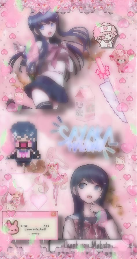 Sayaka Maizono Wallpaper, Kawaiigorecore Wallpaper, Cutegore Wallpaper, Cutecore Wallpaper, Sayaka Maizono, Creepy Cute Aesthetic, Creepy Core, Cute Pink Background, Iphone Wallpaper Kawaii