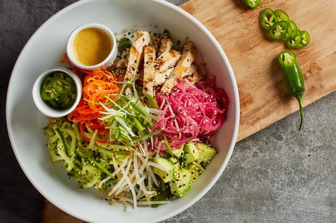 Bahn Mi, California Pizza Kitchen, Power Bowl, California Pizza, Pizza Kitchen, Healthy Restaurant, Power Bowls, Restaurant Dishes, Grilled Zucchini