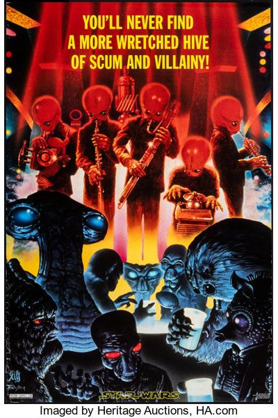 Star Wars Mos Eisley Cantina Poster (20th Century Fox, 1996). | Lot #54470 | Heritage Auctions Star Wars Illustration, Happy Star Wars Day, Mos Eisley, 70s Sci Fi Art, Star Wars 1977, Club Poster, Famous Monsters, Star Wars Day, Star Wars Rpg