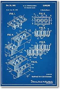 Lego Brick Patent - NEW Famous Invention Blueprint Poster Lego Blueprint, Lego Poster, Patent Art Prints, Brick Art, Blueprint Art, Technical Illustration, Lego Toy, Lego Room, Buy Lego