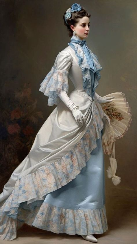 Victorian Portraits Woman, 1800s Fashion Women, 19th Century French Fashion, Traditional French Clothing, Late 1800s Fashion, Victorian Era Clothing, Late Victorian Fashion, Victorian Fashion Women, Victorian Ball Gowns