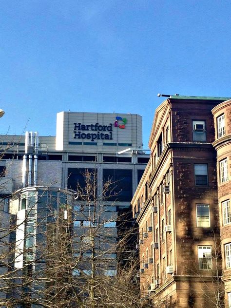 Outside signage for Hartford Hospital in Connecticut so the building is visible from far distances. Lili Reinhart, The Building, Connecticut, Multi Story Building, The Outsiders, Exterior, Building, Quick Saves