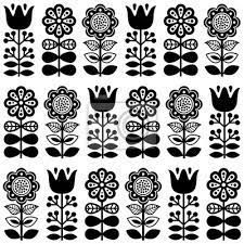 Finnish inspired seamless folk art pattern in black - scandinavian, posters for the wall • posters folk art, swedish, finnish | myloview.com Flor Tattoo, Jagua Henna, Folk Illustration, Folklore Art, Arte Folk, Scandinavian Pattern, Folk Art Flowers, Folk Design, Scandinavian Folk Art